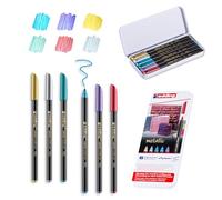 edding 1200 rotulador de color metálico - multicolor - x6 - punta redondeada 1-3 mm - para escribir, dibujar y esbozar -libros de visitas,fabricación de tarjetas,artesanías de bricolaje y scrapbooking
