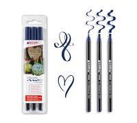 edding Pluma de caligrafía 1255 – Paquete de 3 – Acero azul
