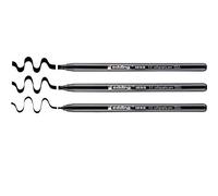 edding 1255 rotulador caligráfico - negro - 3 rotuladores - punta 2 -5 mm - rotulador de fibra para papel, madera, terracota - principiantes, letras a mano, bullet journals, libros de caligrafía