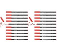 Edding 1300-002 - Caja con 10 Rotuladores con Punta de Fibra - 2mm - Rojo (Paquete de 2)