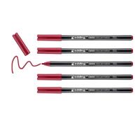 Edding 1300-019 - Caja con 5 rotuladores de punta redonda, trazo 2 mm, color carmín