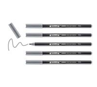 edding 1300 rotulador de color de trazo medio - gris plata- x5 - punta redondeada 2 mm - rotulador para dibujar y escribir - rotulador para el colegio, mandalas, Bullet Journals