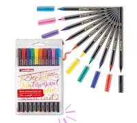edding 1340 rotulador con punta de pincel flexible - juego de 10 - colores brillantes - rotulador para pintar, escribir y dibujar - diarios de viñetas, manuscritos, mandalas, caligrafía