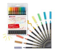 edding 1340 rotulador con punta de pincel flexible - juego de 10 - colores delicados - rotulador para pintar, escribir y dibujar - diarios de viñetas, manuscritos, mandalas, caligrafía