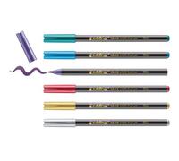 edding 1340 rotulador metálico - set de 6 rotuladores - punta flexible de 1-6 mm - rotulador metálico con purpurina para escribir, dibujar y hacer bocetos - alta opacidad incluso en papel oscuro