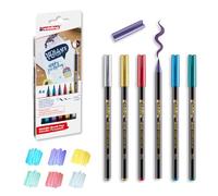edding 1340 rotulador metálico - set de 6 rotuladores - punta flexible de 1-6 mm - rotulador metálico con purpurina para escribir, dibujar y hacer bocetos - alta opacidad incluso en papel oscuro