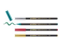 edding 1340 rotulador metálico-set de Navidad-4 rotuladores-punta de pincel flexible 1-6 mm-rotulador metálico brillante para escribir, dibujar y hacer bocetos-alta opacidad incluso en papel oscuro