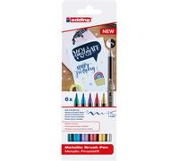edding 1340 rotulador metálico - set de 6 rotuladores - punta flexible de 1-6 mm - rotulador metálico con purpurina para escribir, dibujar y hacer bocetos - alta opacidad incluso en papel oscuro