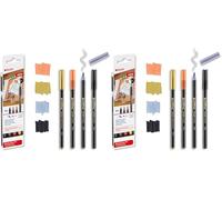 Edding 1340 set de rotuladores - 4 rotuladores - oro metálico, negro, gris, albaricoque - punta de pincel flexible 1-6 mm-rotuladores para escribir y dibujar - alta opacidad incluso en papel oscuro