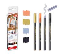 edding 1340 set de rotuladores - 4 rotuladores - oro metálico, negro, gris, albaricoque - punta de pincel flexible 1-6 mm-rotuladores para escribir y dibujar - alta opacidad incluso en papel oscuro