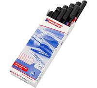 edding 140 S rotulador permanente - 10 rotuladores - negro - punta redonda de 0,3 mm -bolígrafo para escribir sobre cristal, plástico,láminas y superficies lisas - secado rápido, no mancha,impermeable