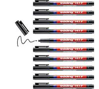 edding Rotulador permanente 141 F – Punta redonda 0,6 mm Negro, impermeable – Pack 10