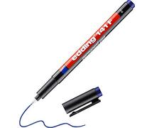 edding 141 F rotulador permanente - azul - 1 rotulador - punta redonda de 0,6 mm - bolígrafo para escribir sobre cristal, plástico, láminas y superficies lisas - permanente, secado rápido, no mancha