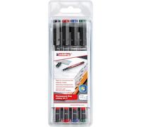 edding 141 F rotulador permanente - juego de 4 - multicolor - punta redonda de 0,6mm - para escribir sobre cristal plástico láminas y superficies lisas -permanente secado rápido no mancha impermeable