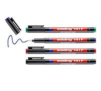 edding 141 F rotulador permanente - juego de 4 - multicolor - punta redonda de 0,6mm - para escribir sobre cristal plástico láminas y superficies lisas -permanente secado rápido no mancha impermeable