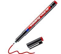 edding 142 M rotulador permanente - rojo - 1 rotulador - punta redonda de 1 mm - bolígrafo para escribir sobre cristal, plástico, láminas y superficies lisas - permanente, secado rápido, no mancha