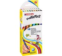 edding 15 FUNTASTICS -bolígrafos para colorear para niños-set de 18-colores brillantes-1 mm - para divertirse coloreando sobre papel y cartulina de colores claros - lavable sobre la piel y los tejidos
