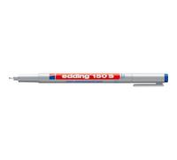 edding 150 S bolígrafo no permanente -azul-1 bolígrafo-plumilla redonda de 0,3 mm-bolígrafo para escribir sobre vidrio,plástico,láminas y superficies lisas-de secado rápido, se puede corregir con agua