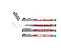 edding 150 S bolígrafo no permanente-negro,rojo,azul,verde -plumilla redonda de 0,3 mm -bolígrafo para escribir sobre vidrio,plástico y superficies lisas - de secado rápido, se puede corregir con agua