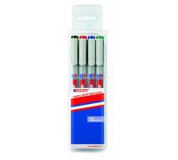 edding 152 M non-permanent pen - set de 4 - negro, rojo, azul, verde - plumilla redonda 1 mm -bolígrafo para escribir sobre vidrio,plástico superficies lisas -secado rápido, se puede corregir con agua