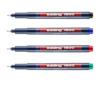 Edding 1800 Dibujo Pluma Pigmento Forro 0.1mm Negro, Azul, Rojo, Verde Pack De 4