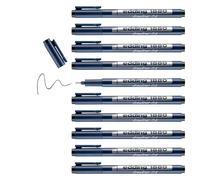 edding 1880 rotulador calibrado - negro - x10 - ancho de línea 0,45 mm - para escritura precisa, esbozos y dibujo técnico - punta fina con soporte metálico, adecuado para usar con reglas y plantillas