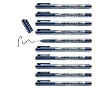 edding 1880 rotulador calibrado - negro - x10 - ancho de línea 0,8 mm - para escritura precisa, esbozos y dibujo técnico - punta fina con soporte metálico, adecuado para usar con reglas y plantillas
