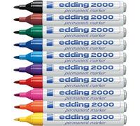 edding 2000 C marcador permanente - multicolor - 10 rotuladores universales - punta redonda 1,5-3mm - indeleble de secado rápido - resistente al agua y a los borrones - cartón, plástico, madera, metal