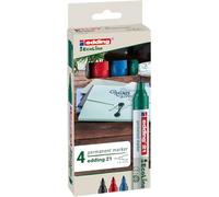 edding 21 EcoLine marcador permanente - multicolor - juego de 4 rotuladores - punta redonda 1,5-3mm - indeleble, secado rápido - resistente al agua - cartón, plástico, madera, metal - universal
