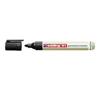 edding 21 EcoLine marcador permanente - negro - 1 rotulador - punta redonda 1,5-3mm - indeleble de secado rápido - resistente al agua y los borrones - cartón, plástico, madera, metal, tela - universal
