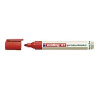 edding 21 EcoLine marcador permanente - rojo - 1 rotulador - punta redonda 1,5-3mm - indeleble de secado rápido - resistente al agua y los borrones - cartón, plástico, madera, metal, tela - universal