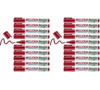 Edding 21 EcoLine marcador permanente - rojo - 10 rotuladores - punta redonda 1,5-3mm - indeleble de secado rápido - resistente al agua y los borrones - cartón plástico madera metal tela - universal