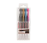 edding 2185 roller gel - blanco, oro, plata, azul, rosa (metálico) - juego de 5 - 0,7 mm - bolígrafo de gel para escribir, colorear o decorar bullet journals - rotulador de gel purpurina para mandalas
