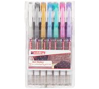 edding 2185 roller gel - blanco, oro, plata, azul, verde, rosa, violeta - juego de 7 - 0,7 mm - bolígrafo de gel para escribir, colorear o decorar bullet journals - rotulador de gel para mandalas