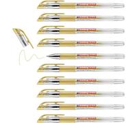 edding 2185 roller gel - oro - 10 rotuladores - 0,7 mm - bolígrafo de gel para escribir, colorear o decorar bullet journals - rotulador de gel para mandalas