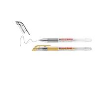 edding 2185 roller gel - oro, plata (metálico) - 2 rotuladores - 0,7 mm - bolígrafo de gel para escribir, colorear o decorar bullet journals - rotulador de gel purpurina para mandalas
