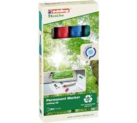 edding 22 EcoLine marcador permanente - multicolor - juego de 4 rotuladores - punta biselada 1-5mm - indeleble, secado rápido - resistente al agua - cartón, plástico, madera, metal, tela - universal