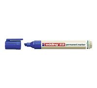edding 22 EcoLine marcador permanente - azul - 1 rotulador - punta biselada 1-5mm - indeleble de secado rápido - resistente al agua y los borrones - cartón, plástico, madera, metal, tela - universal