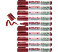 edding 22 EcoLine marcador permanente - rojo - 10 rotuladores - punta biselada 1-5mm - indeleble de secado rápido - resistente al agua y los borrones - cartón plástico madera metal tela - universal