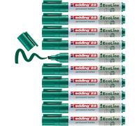 edding 22 EcoLine marcador permanente - verde - 10 rotuladores - punta biselada 1-5mm - indeleble de secado rápido - resistente al agua y los borrones - cartón plástico madera metal tela - universal