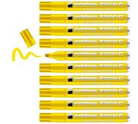 edding 2200 C marcador permanente - amarillo - 10 rotuladores - punta biselada 1-5 mm - indeleble de secado rápido - resistente al agua y a los borrones - cartón, plástico,madera, metal,tela-universal