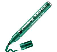 edding 2200 C marcador permanente - verde - 1 rotulador - punta biselada 1-5 mm - indeleble de secado rápido - resistente al agua y a los borrones - cartón, plástico, madera, metal, tela -universal