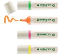 edding 24 EcoLine marcador fluorescente - juego de 4-amarillo,naranja,rosa,verde - punta biselada 2-5mm-para marcar y resaltar textos/notas de forma rápida y sencilla-rellenable, material reciclable