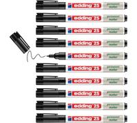 Edding 25-001 - Caja de 10 Marcadores Permanentes - Punta Redonda 1 mm - Negro