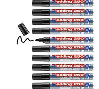 edding 250 marcador para pizarras blancas - negro - 10 rotuladores - punta redonda 1,5-3 mm - rotulador para pizarra blanca, borrado en seco - pizarra blanca, flipchart, tablón de notas - recargable