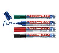 edding 250 marcador para pizarras blancas - multicolor - 4 rotuladores - punta redonda 1,5-3 mm - rotulador para pizarra blanca, borrado en seco - flipchart, tablón de notas - recargable