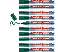 edding 250 marcador para pizarras blancas - verde - 10 rotuladores - punta redonda 1,5-3 mm - rotulador para pizarra blanca, borrado en seco - pizarra blanca, flipchart, tablón de notas - recargable