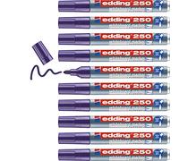 edding 250 marcador para pizarras blancas - violeta - 10 rotuladores - punta redonda 1,5-3 mm - rotulador para pizarra blanca, borrado en seco - pizarra blanca, flipchart, tablón de notas