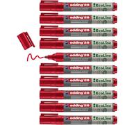 edding 28 EcoLine marcador para pizarras blancas - rojo - 10 rotuladores - punta redonda 1,5-3 mm - rotulador para pizarra blanca, borrado en seco - flipchart, tablón de notas - recargable