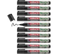 edding 28 EcoLine marcador para pizarras blancas - negro - 10 rotuladores - punta redonda 1,5-3 mm - rotulador para pizarra blanca, borrado en seco - flipchart, tablón de notas - recargable